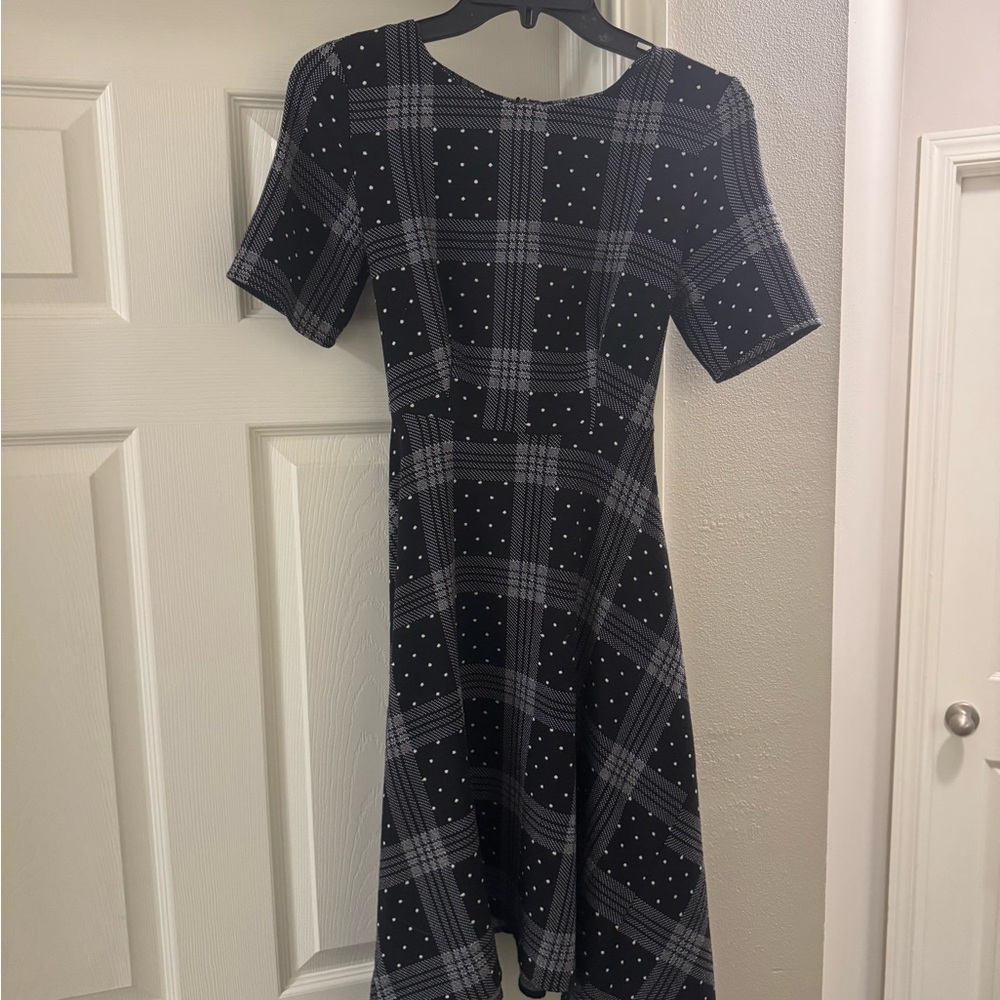 Elle Black and White Checkered Midi Dress